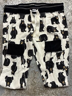 Lazy One Jackson Hole Bear Print Pajama Pants - Black & Cream